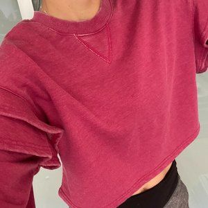 NWT 7 For All Mankind Ruffle Shoulder Crop sweatsh
